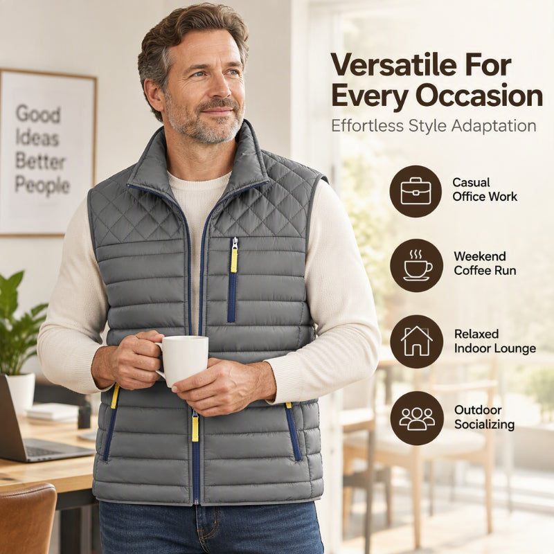Men's Quilted Warm-Lined Padded Vest