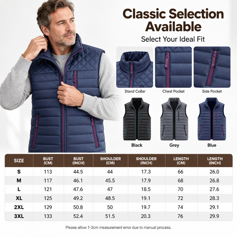 Men's Quilted Warm-Lined Padded Vest