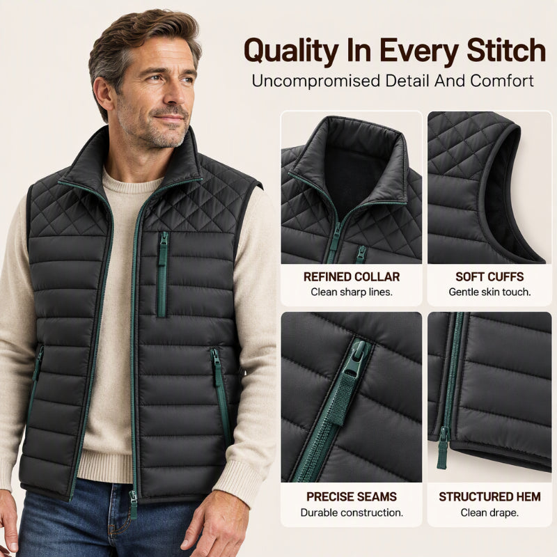 Men's Quilted Warm-Lined Padded Vest