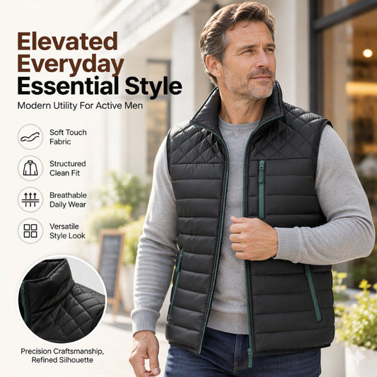 Men's Quilted Warm-Lined Padded Vest