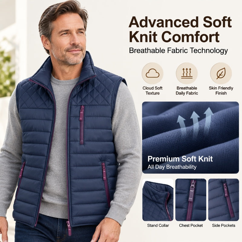 Men's Quilted Warm-Lined Padded Vest