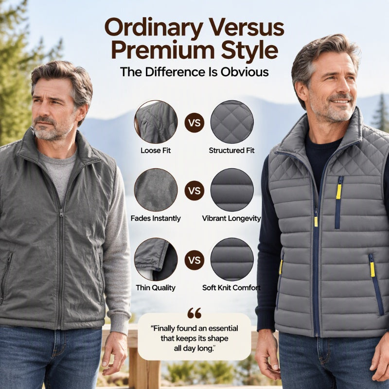 Men's Quilted Warm-Lined Padded Vest