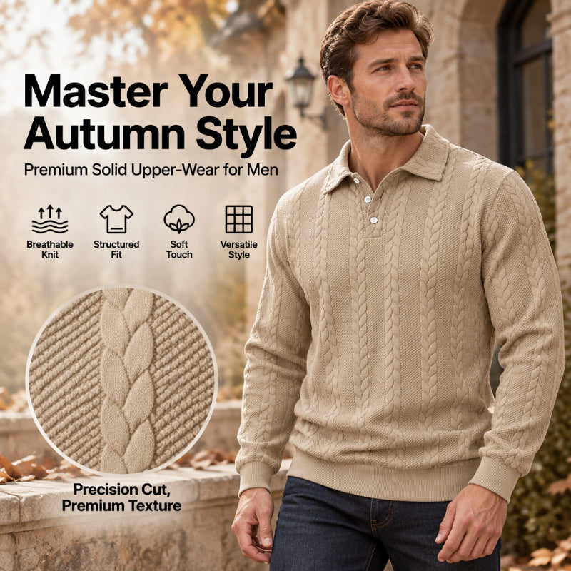 Men's Casual Jacquard Cable Texture Top