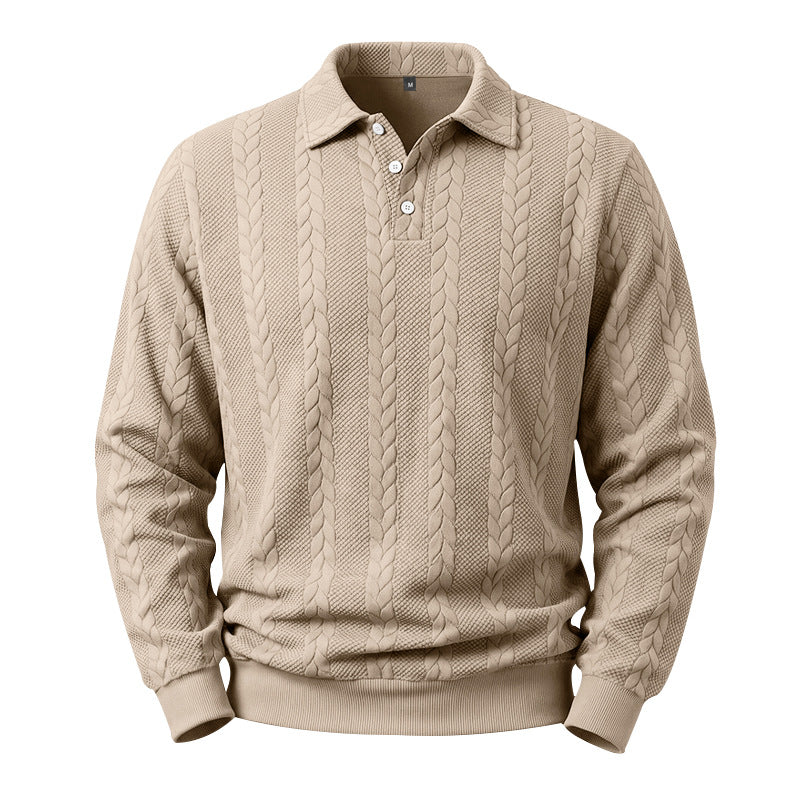 Men's Casual Jacquard Cable Texture Top