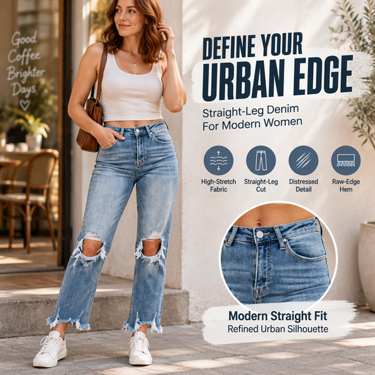 Women's Frayed Hem Distressed Ripped Jeans
