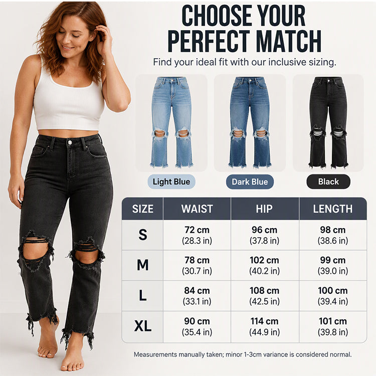 Women's Frayed Hem Distressed Ripped Jeans