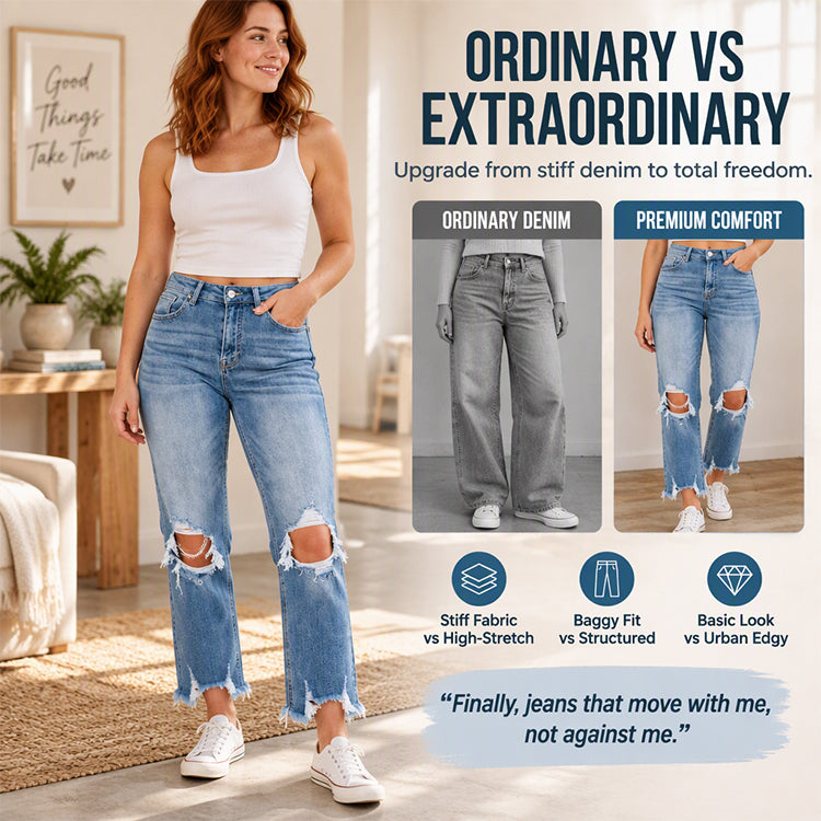 Women's Frayed Hem Distressed Ripped Jeans