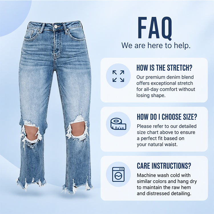 Women's Frayed Hem Distressed Ripped Jeans