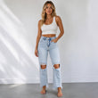 Women's Frayed Hem Distressed Ripped Jeans
