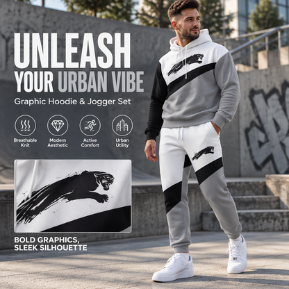 Men's Casual Sporty Hoodie and Sweatpants Set