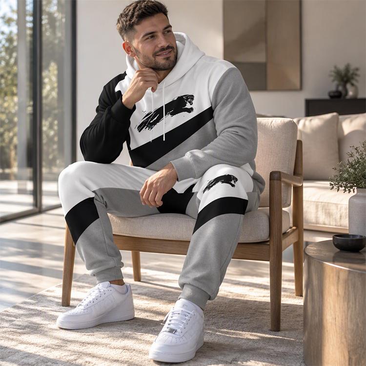 Men's Casual Sporty Hoodie and Sweatpants Set