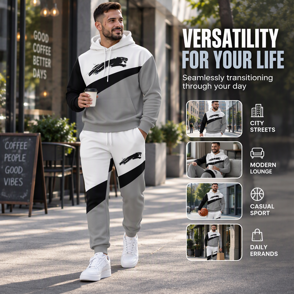 Men's Casual Sporty Hoodie and Sweatpants Set