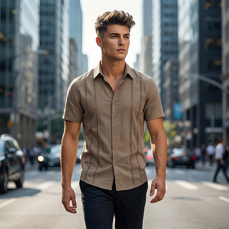 Men's Casual Short Sleeve Button-Down Shirt