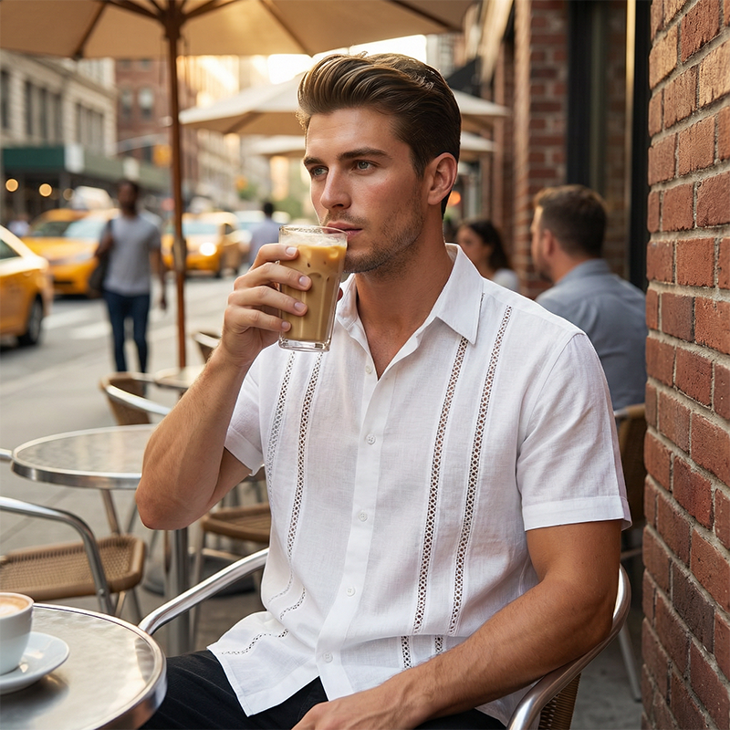 Men's Casual Short Sleeve Button-Down Shirt