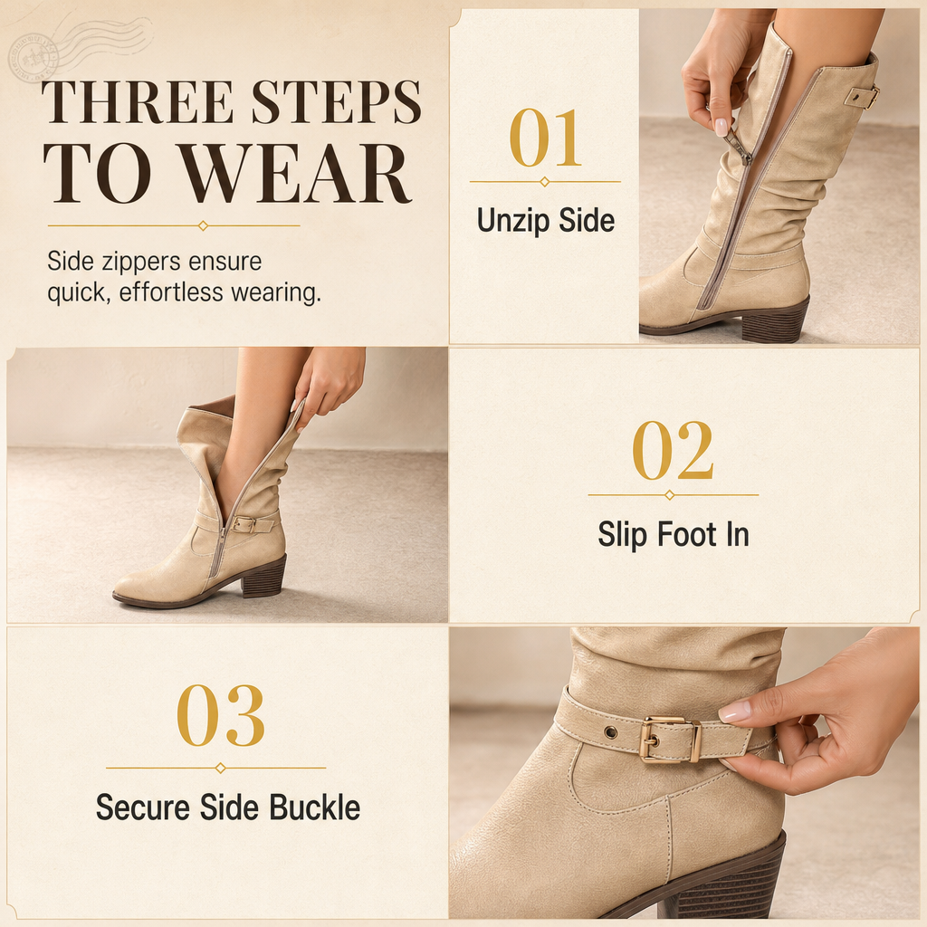 ⏳Limited time offer🔥Women's Knee-High Retro Chunky-Heeled Cowboy Boots