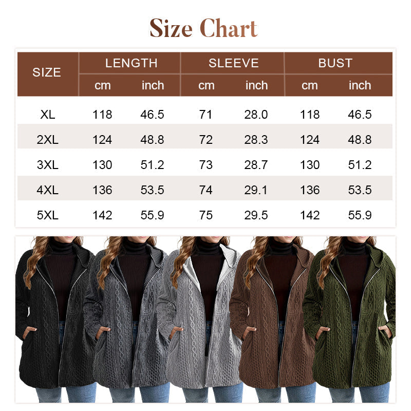 Casual Loose-Fit Cable Knit Hooded Jacket