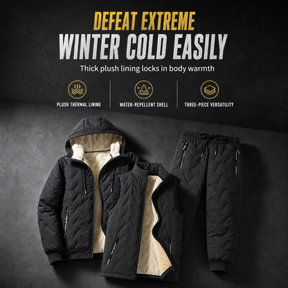Men's Winter Hooded Padded Jacket and Pants Set
