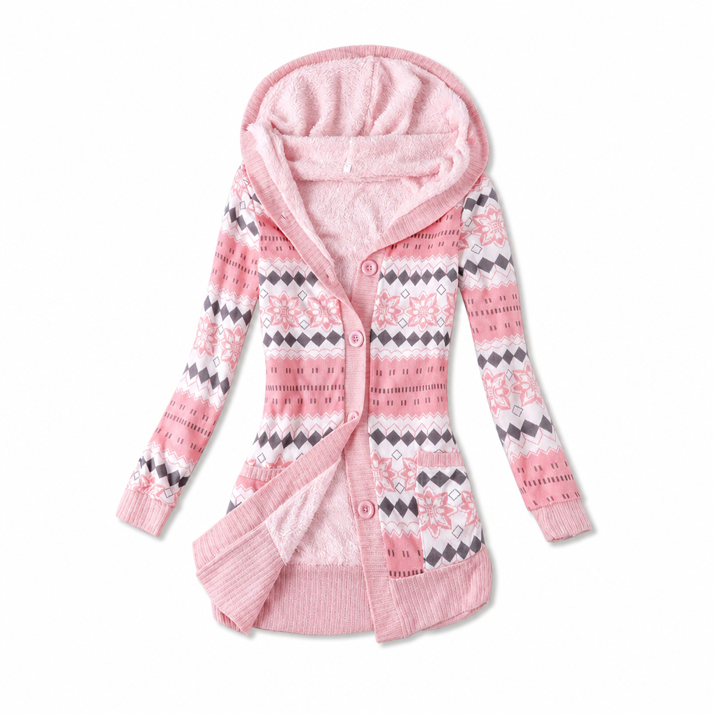 🍂 Warm Lined Comfort, Easy Layering Style | Women's Mid-Length Hooded Knit with Cotton Lining