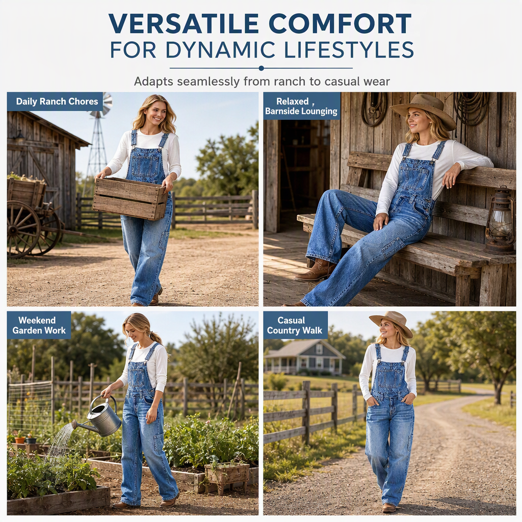 👖 Move-With-You Stretch, Custom Fit | Women's Stretchy Denim Overalls Wide Leg Jumpsuit with Adjustable Straps