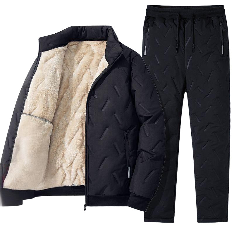 🧥 Polished Look, Cozy Warmth | Men's Stylish Warm Jacket & Pants Two-Piece Set