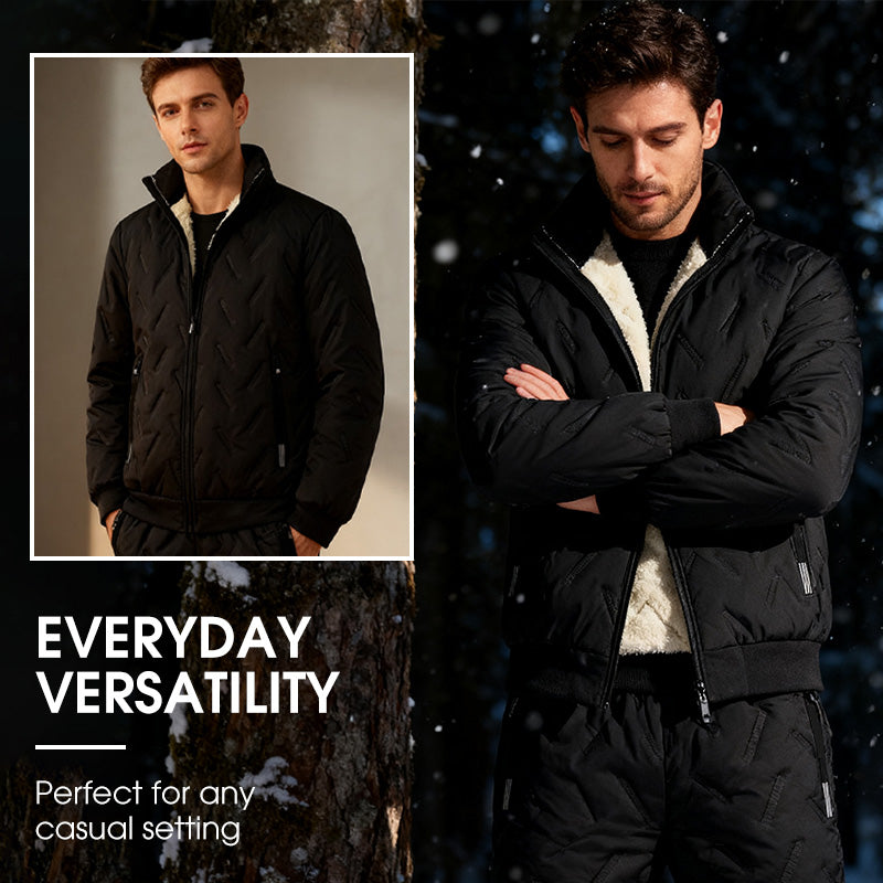 🧥 Polished Look, Cozy Warmth | Men's Stylish Warm Jacket & Pants Two-Piece Set