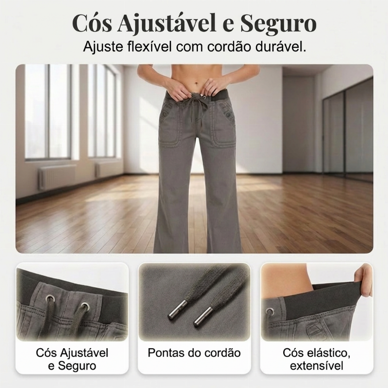 🤠 Low-Waist Flare Pants with Drawstring ✨ – 50% OFF