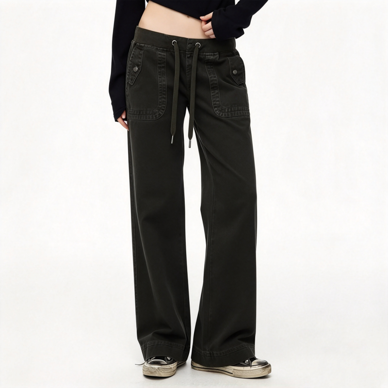 🤠 Low-Waist Flare Pants with Drawstring ✨ – 50% OFF