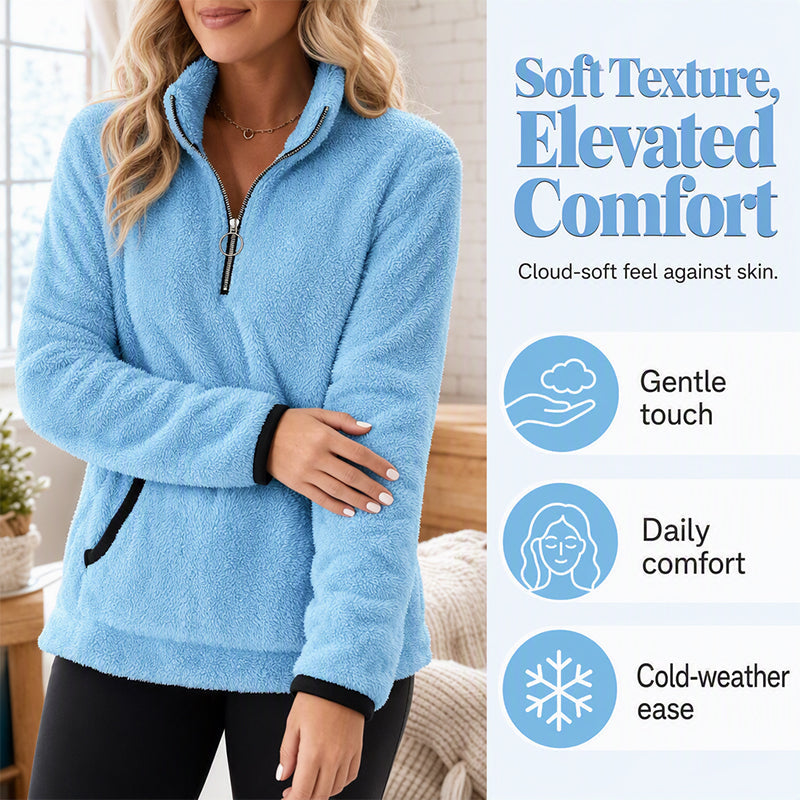 ☁️ Cloud-Soft Warmth, Easy Layered Comfort | Women's Half-Zip Warm Plush Sweatshirt
