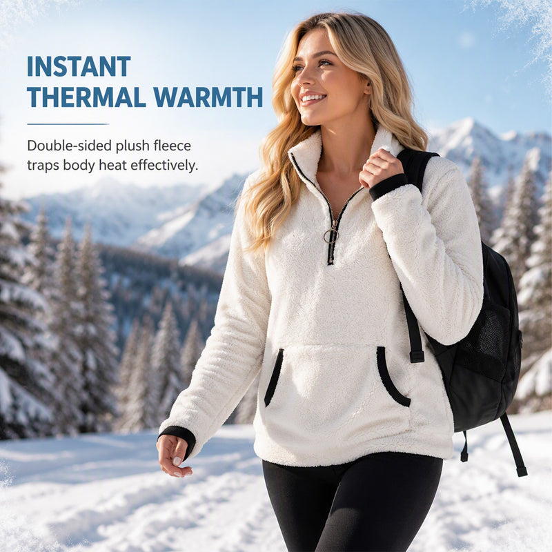 ☁️ Cloud-Soft Warmth, Easy Layered Comfort | Women's Half-Zip Warm Plush Sweatshirt