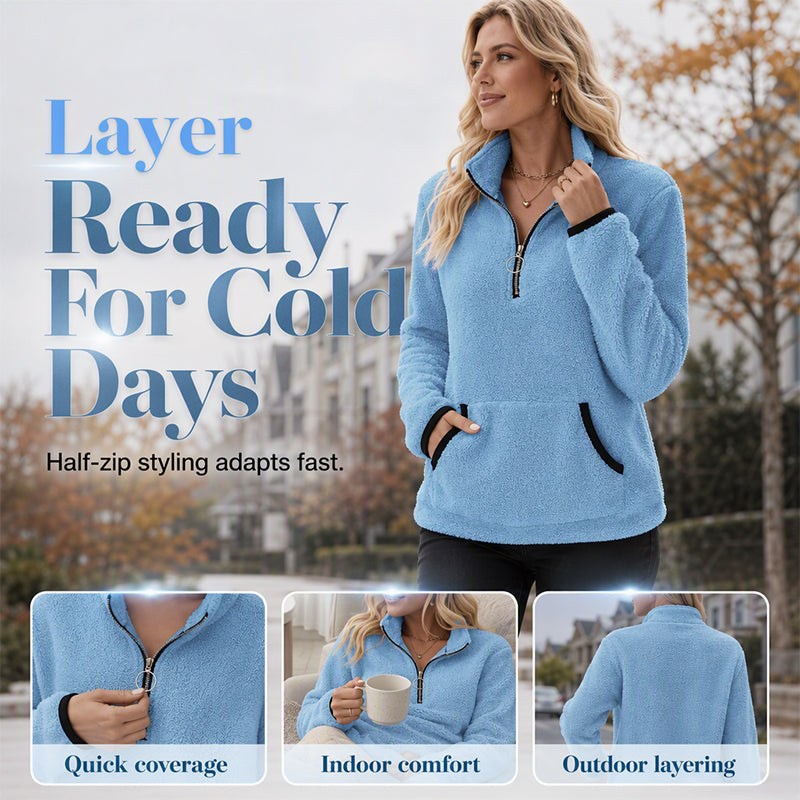 ☁️ Cloud-Soft Warmth, Easy Layered Comfort | Women's Half-Zip Warm Plush Sweatshirt