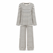 Women Casual Loose Striped Long Sleeve Crew Neck Top and Drawstring Pants Loungewear Set