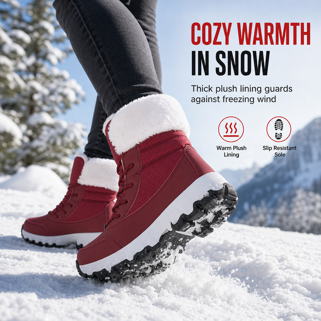 Women's Winter Snow Boots Thickened Mid Calf Boots for Outdoor Travel Plus Size🔥