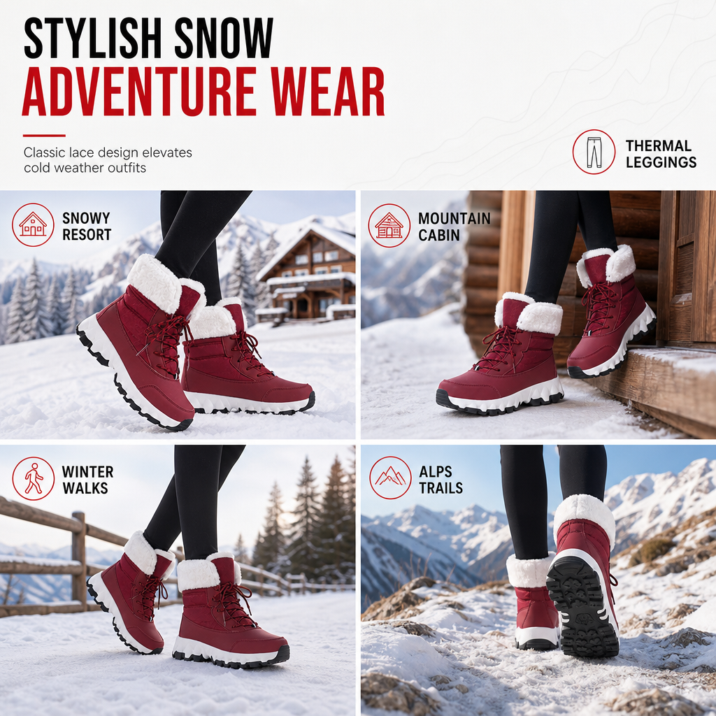 Women's Winter Snow Boots Thickened Mid Calf Boots for Outdoor Travel Plus Size🔥