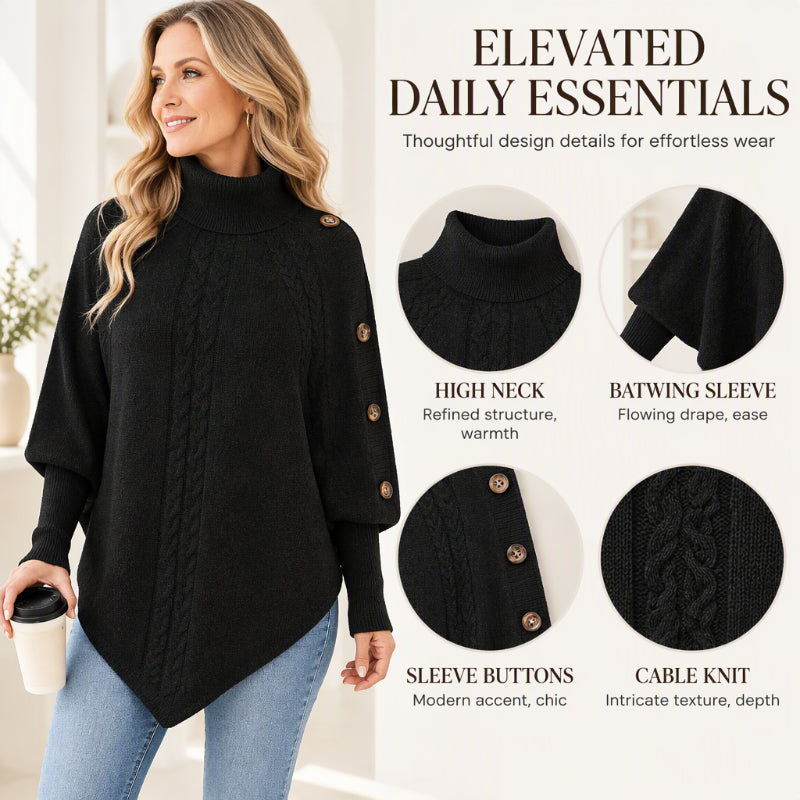 Women's Chic Mock Neck Cable Knit Sweater