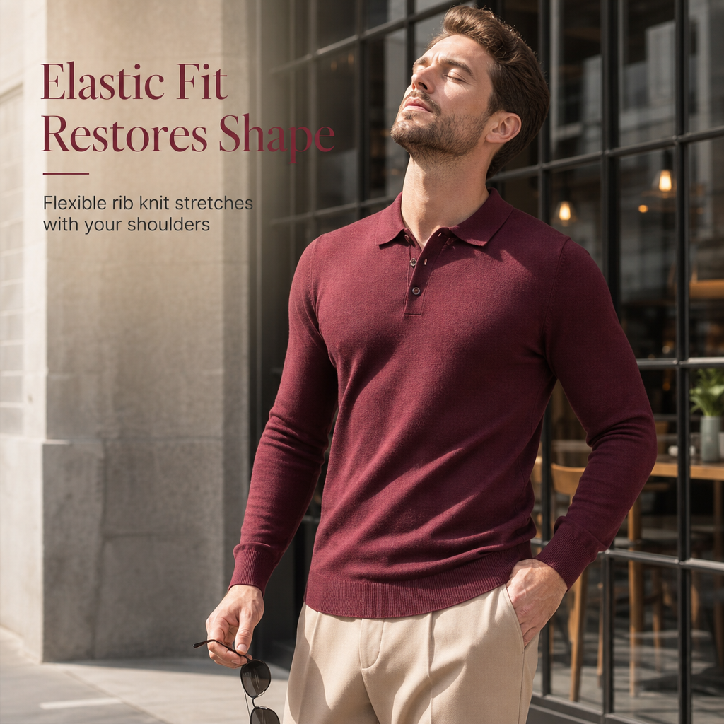🧶 Clean Solid Look, Easy Layered Comfort | Men's Solid Color Long Sleeve Knit Shirt Pullover Sweater