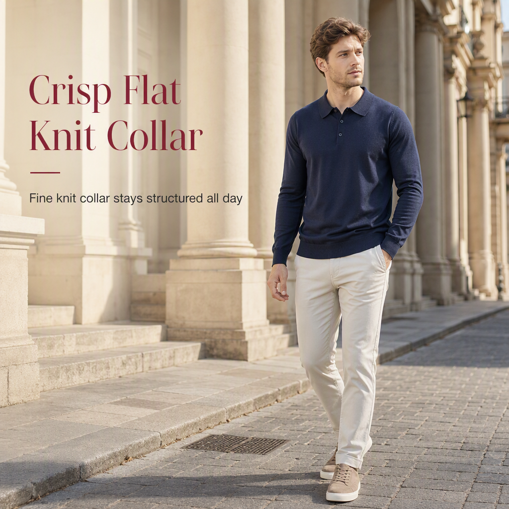🧶 Clean Solid Look, Easy Layered Comfort | Men's Solid Color Long Sleeve Knit Shirt Pullover Sweater
