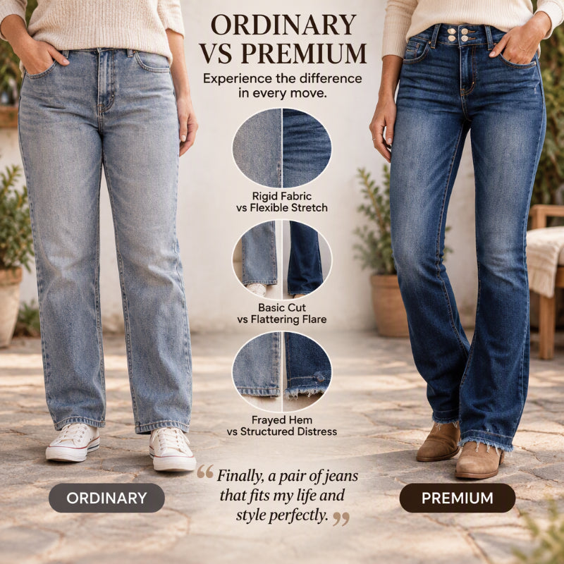 👖 Women's Double-Button High-Waisted Bootcut Jeans