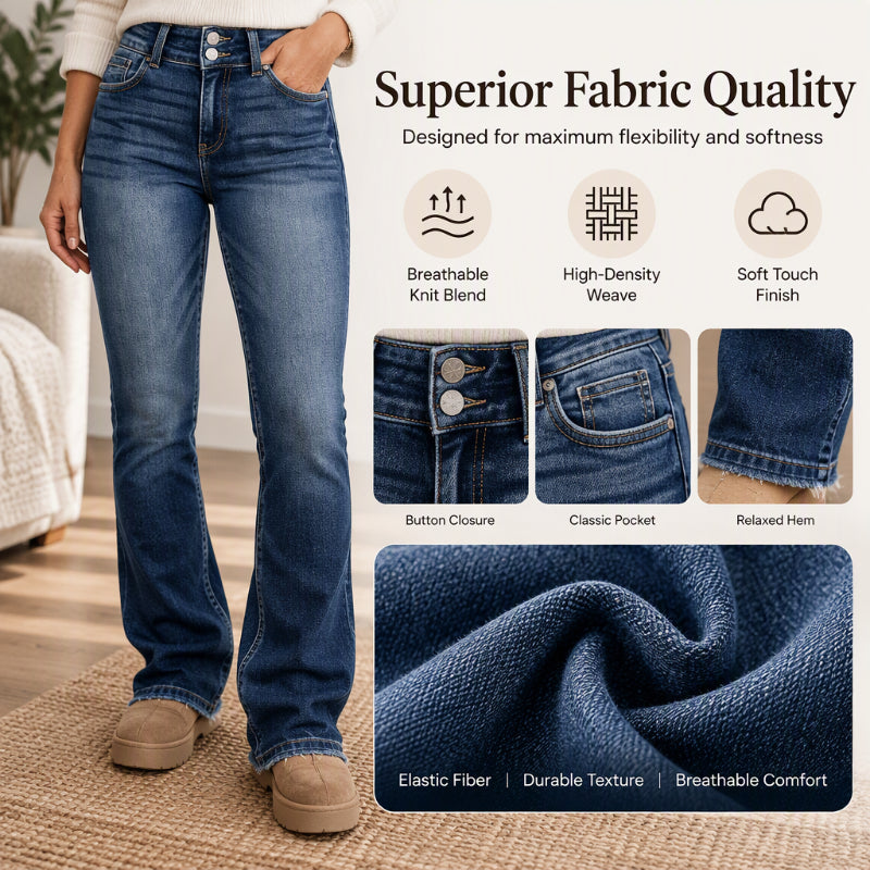 👖 Women's Double-Button High-Waisted Bootcut Jeans