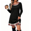👗 Eye-Catching Pattern Mix, Soft Everyday Comfort | Women's Casual Plaid Patchwork Knit Dress
