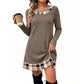 👗 Eye-Catching Pattern Mix, Soft Everyday Comfort | Women's Casual Plaid Patchwork Knit Dress