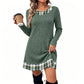 👗 Eye-Catching Pattern Mix, Soft Everyday Comfort | Women's Casual Plaid Patchwork Knit Dress