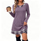 👗 Eye-Catching Pattern Mix, Soft Everyday Comfort | Women's Casual Plaid Patchwork Knit Dress