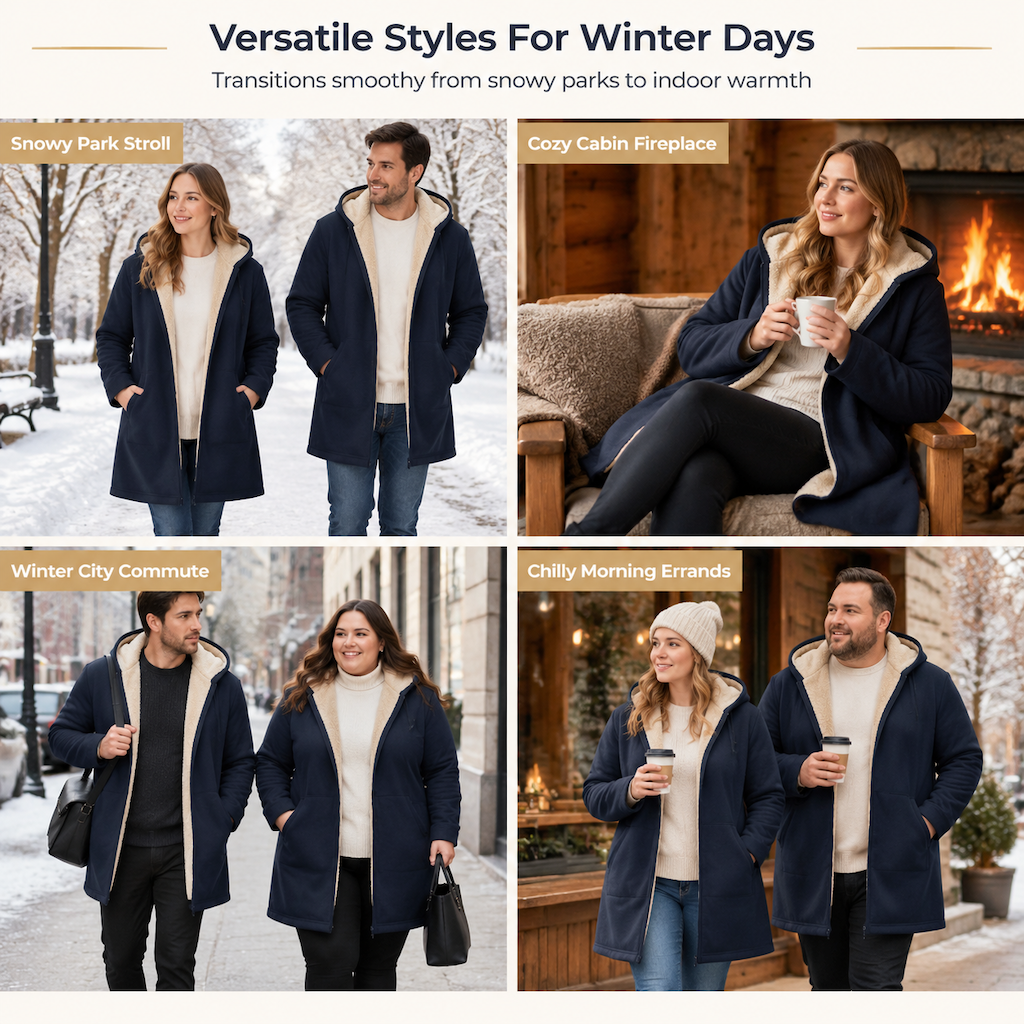 Women's Fabric Lined Hooded Warm Mid-Length Solid Color Long Sleeve Coat for Fall and Winter
