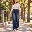 Women's High Waist Thermal Wide-Leg Jeans