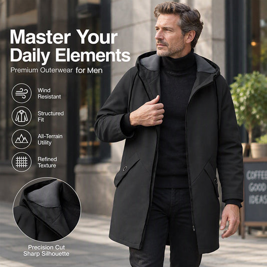 Men's Mid-Length Hooded Trench Coat