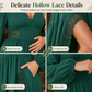✨ Women's Long Sleeve Boho Dress — Hollow Lace Waist & High Slit ✨