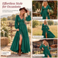 ✨ Women's Long Sleeve Boho Dress — Hollow Lace Waist & High Slit ✨