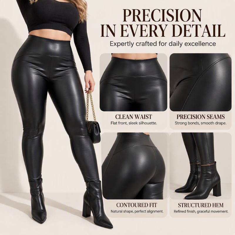 Women's High-Waisted PU Leather Leggings