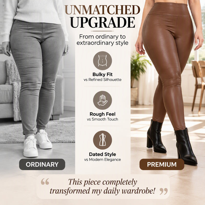 Women's High-Waisted PU Leather Leggings