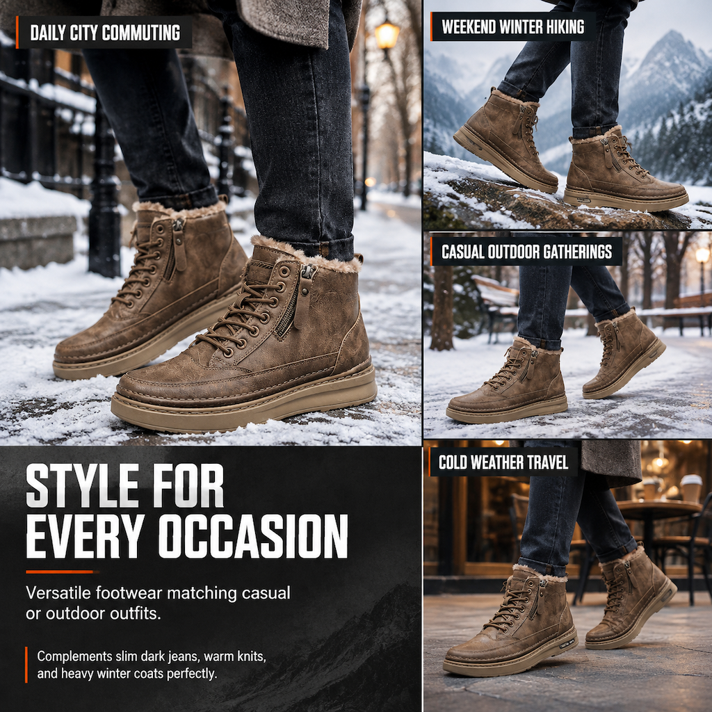 🥾 Toasty Coziness, Sturdy Grounded Comfort | Men's Winter High Top Snow Boots Thickened Thick Sole Warm Shoes